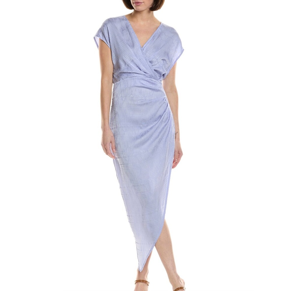 ASTR the Label Rialto Textured Asymmetrical Midi Dress in Lavender sz M